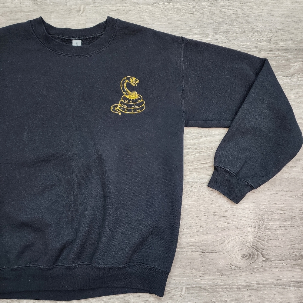 DONT TREAD ON ME Snake Black Pullover Cotton Blend Sweatshirt Women's Small